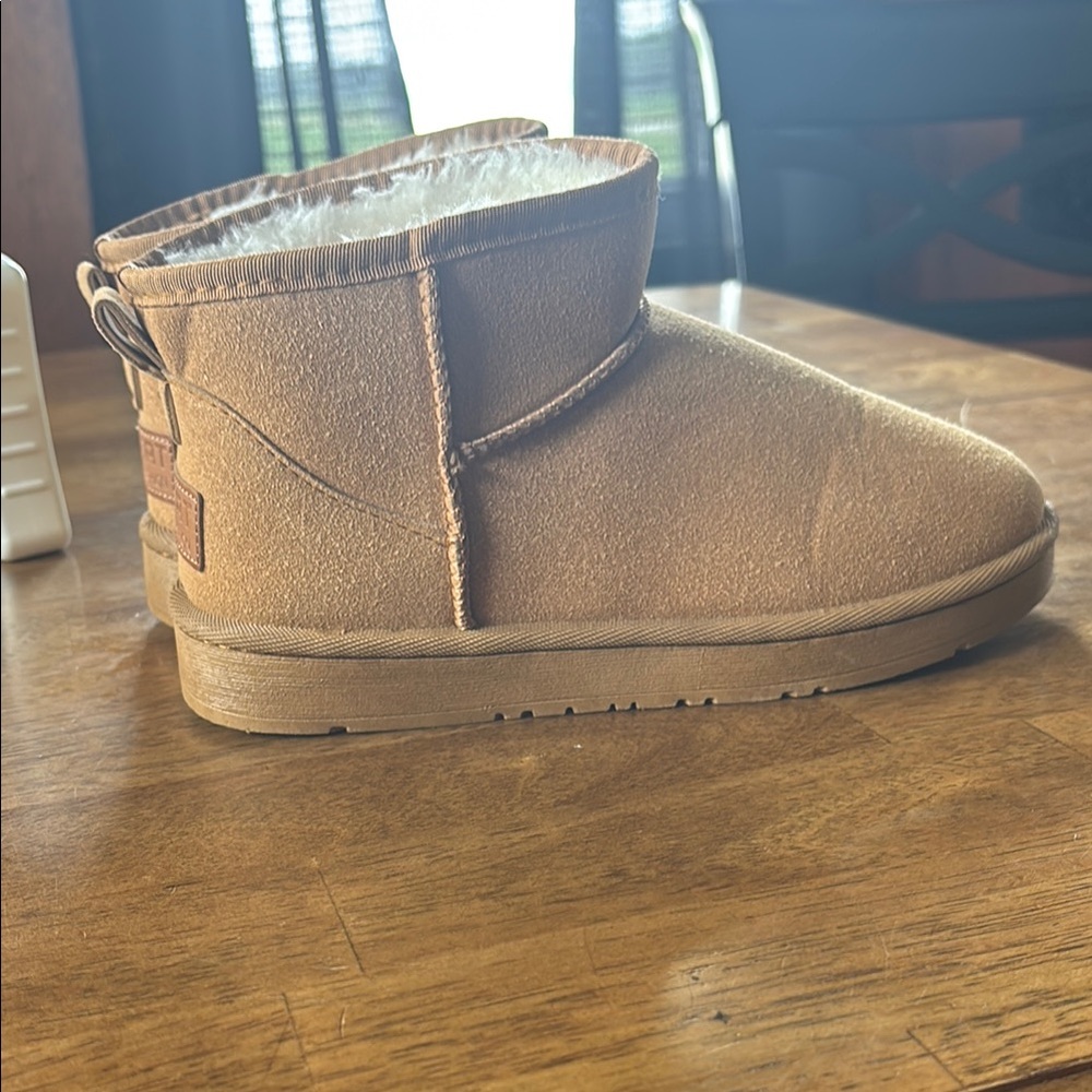 Tan Suede Slippers with Plush Lining